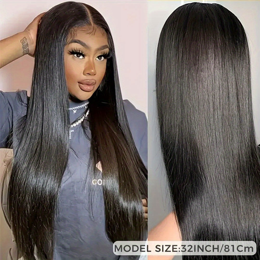 5x5 HD Transparent Lace Front Wig Glueless Closure Human Hair Wig - 3-Second Application, Pre-Plucked & Pre-Cut, Pre-Bleached Knots, 250% Density Sleek Straight Hair for | Natural Hairline, High-Density Voluminous Hair, Wig A